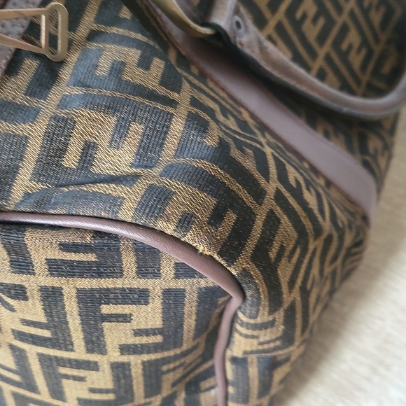 Fendi Zucca FF Canvas Leather Boston 45 Travel Bag. - Picture 9 of 16